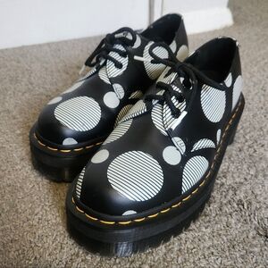 Dr. Martens Black and White Polkadot 1461 Quad Shoes